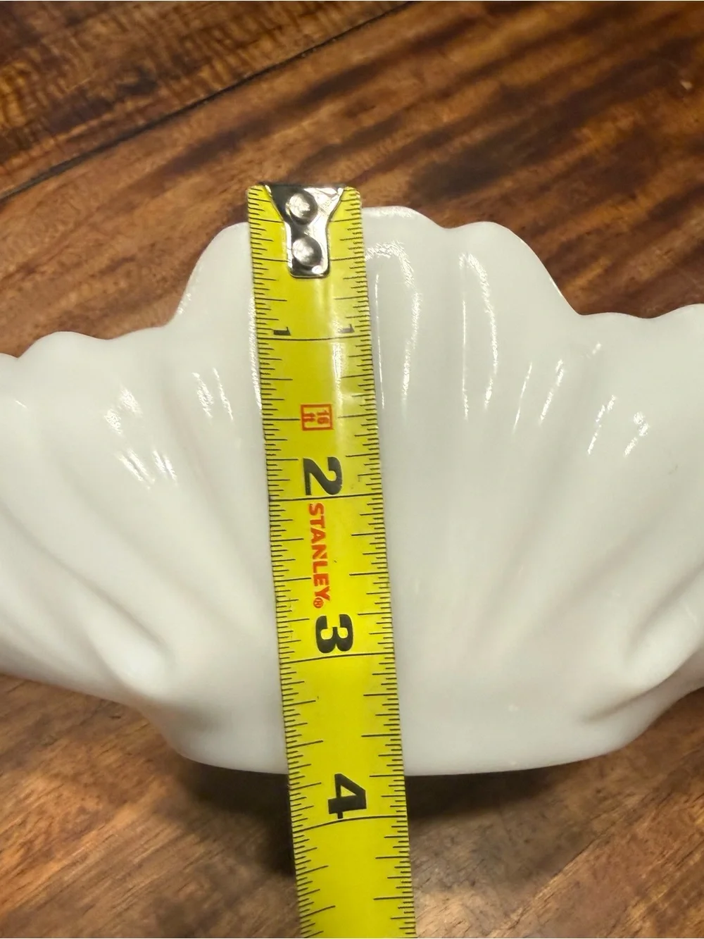 White Milk Glass Scalloped Bowl